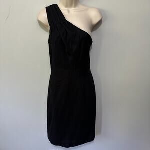 Banana Republic Dress Womens 4 Black One Shoulder Cocktail 2010s Minimal Chic